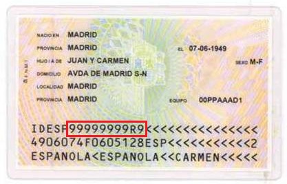 Muestra de IDESP en DNI no electrónico